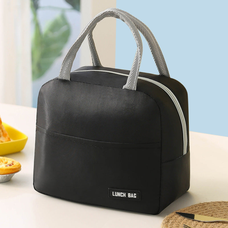 1 PC Lunch bag, thickened aluminum foil student hand-held bento bag, insulated bag, lunch box bag (black) - Image 2