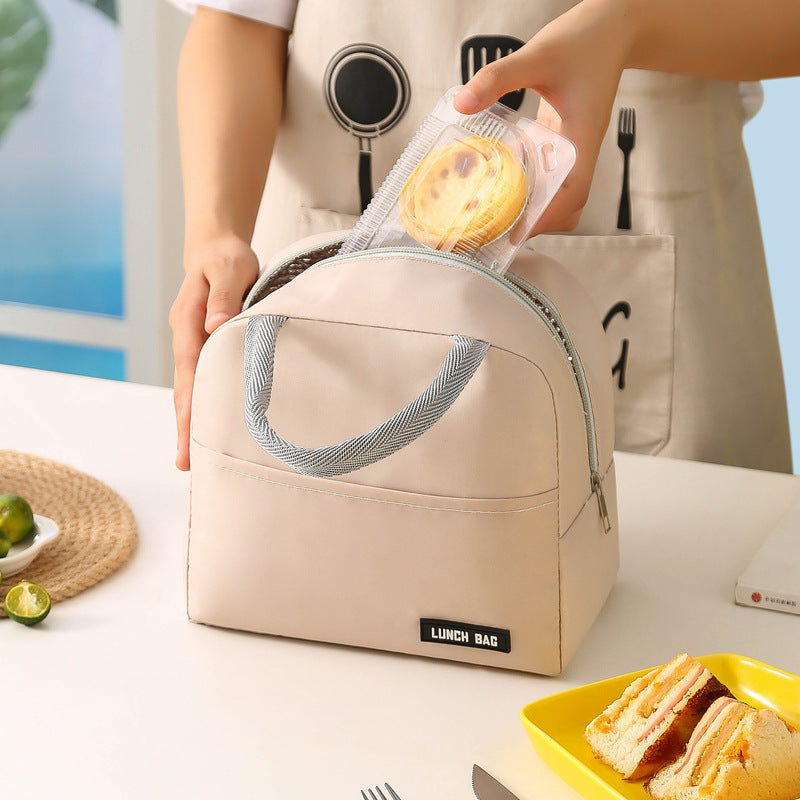 1 PC Lunch bag, thickened aluminum foil student hand-held bento bag, insulated bag, lunch box bag (black) - Image 3