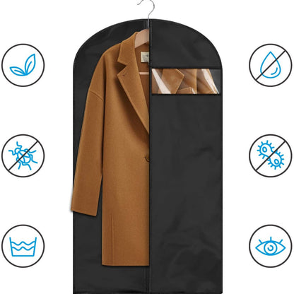 2 pieces of grey breathable three-dimensional clothing dust cover hanging bag, dust-proof and moisture-proof bag hanging suit overcoat, 60*165cm - Image 2