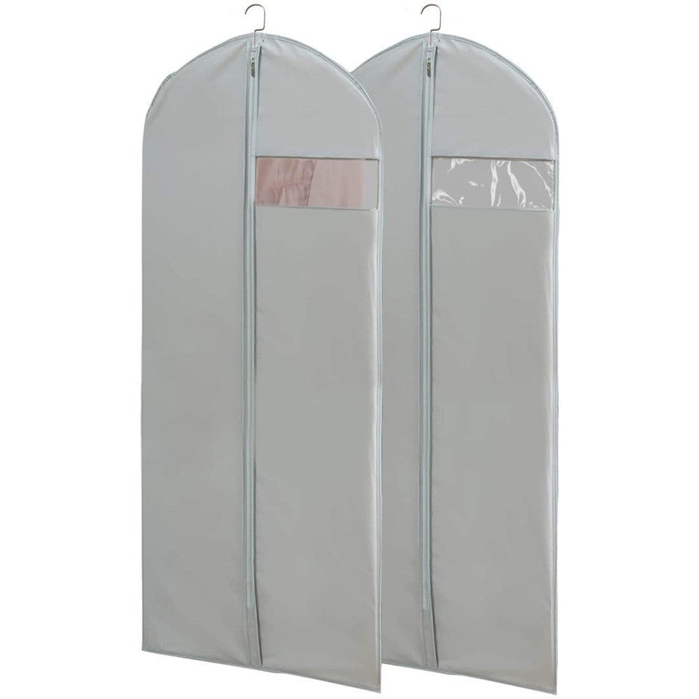 2 pieces of grey breathable three-dimensional clothing dust cover hanging bag, dust-proof and moisture-proof bag hanging suit overcoat, 60*165cm - Image 4