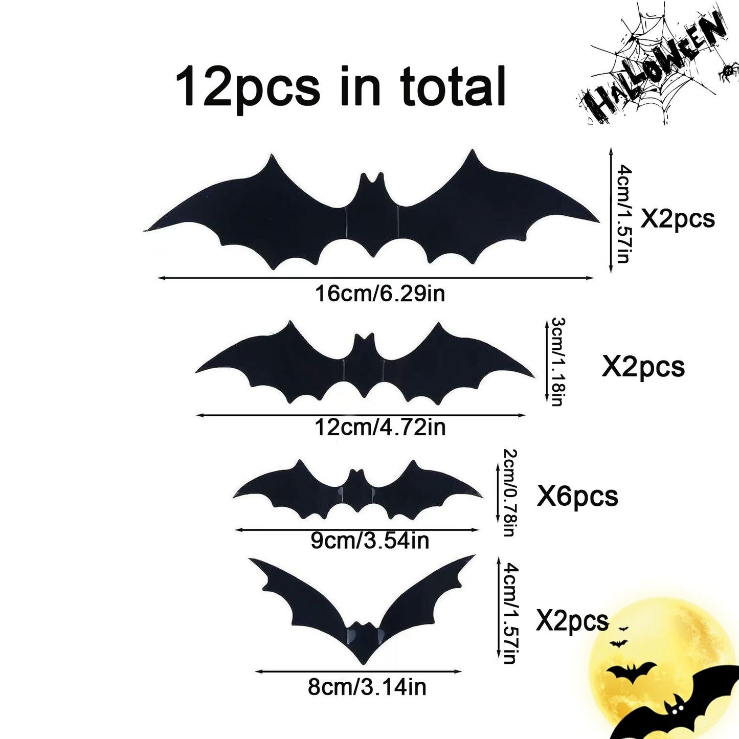 Halloween Bat Wall Stickers - Removable Spooky Decor Decals - Image 5