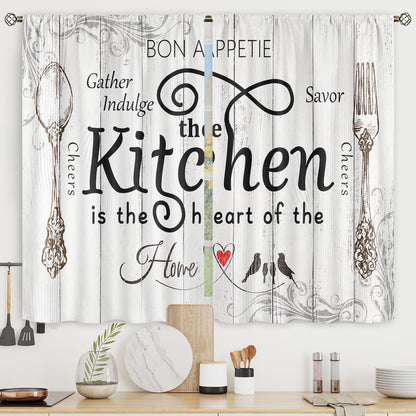 Kitchen Curtain 3-Piece Set - Gather & Savor Themed Window Drapes - Image 3