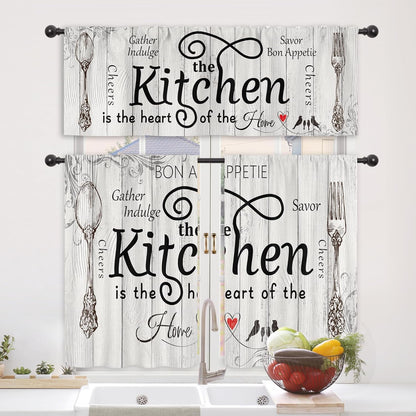 Kitchen Curtain 3-Piece Set - Gather & Savor Themed Window Drapes - Image 5
