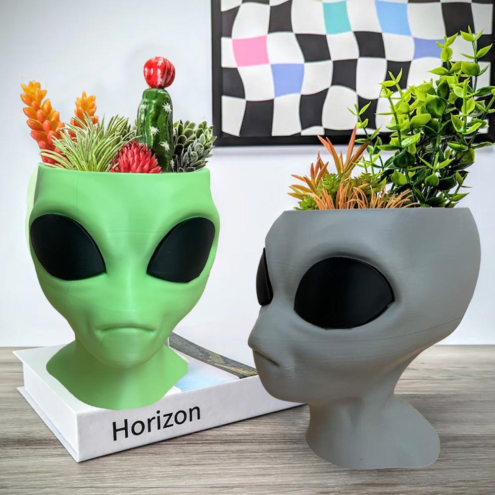Alien Planter - Alien Bust Plant Pot - Scifi Indoor Planters - Space Indoor Home Decor - Cool Planters - Office Plant（green） - Image 2