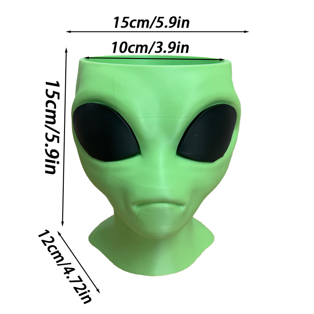 Alien Planter - Alien Bust Plant Pot - Scifi Indoor Planters - Space Indoor Home Decor - Cool Planters - Office Plant（green） - Image 3