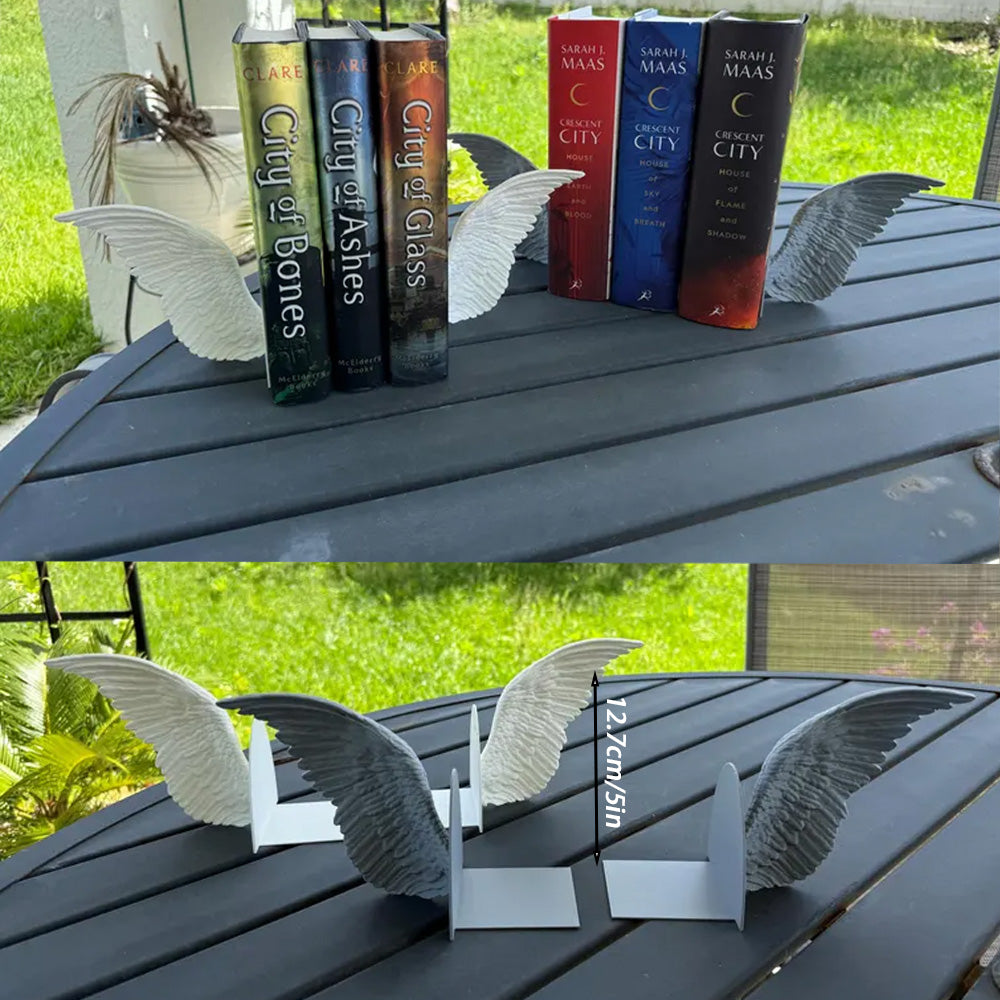 Angel Wings Bookends – 3D Printed Book Holder, Fantasy & Gothic Bookshelf Decor, Fae-Inspired Gift for Book Lovers - Image 5