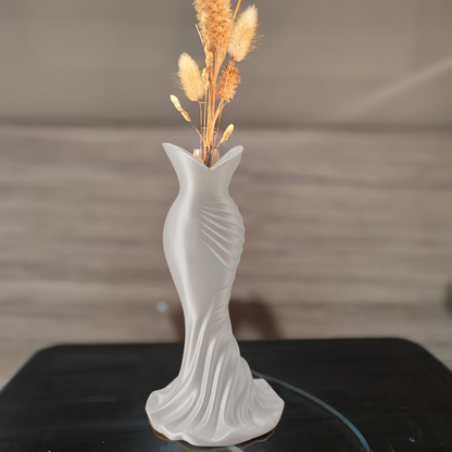 This elegant dress vase combines high-fashion elegance with minimalist home décor. Whether you insert real flowers into the glass tube or display artificial flowers without the tube, it is exceptionally beautiful. - Image 2