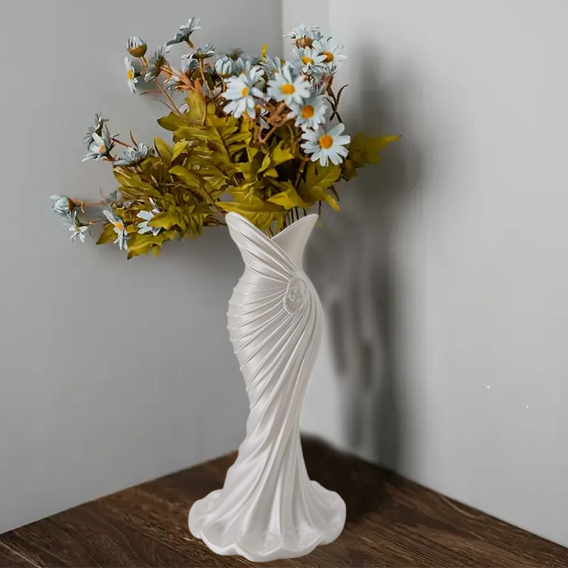 This elegant dress vase combines high-fashion elegance with minimalist home décor. Whether you insert real flowers into the glass tube or display artificial flowers without the tube, it is exceptionally beautiful. - Image 3
