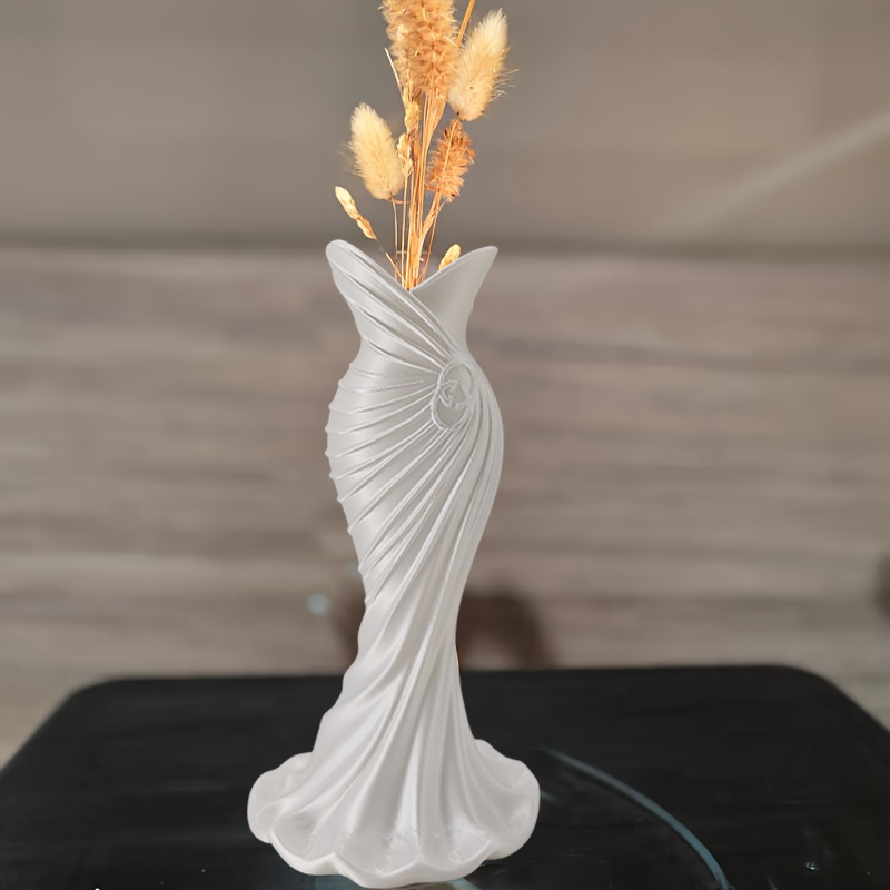 This elegant dress vase combines high-fashion elegance with minimalist home décor. Whether you insert real flowers into the glass tube or display artificial flowers without the tube, it is exceptionally beautiful. - Image 4