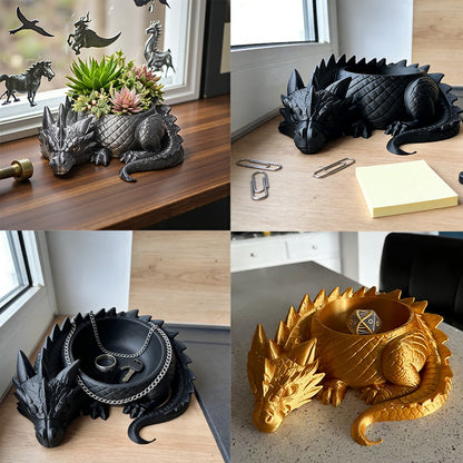 Sleeping Dragon Bowl, Fantasy Home Decor 3D Printed,Sleeping Dragon Flowerpot,Dragon Lover Gifts - Image 3