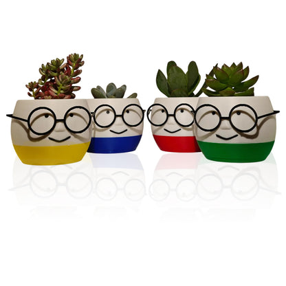 Simple and adorable 3D printed glass flower pots—decorate your home with them! White and yellow, single piece.