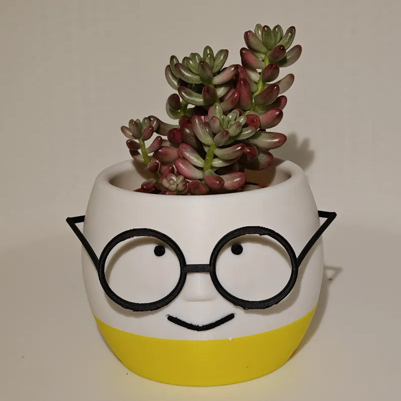 Simple and adorable 3D printed glass flower pots—decorate your home with them! White and yellow, single piece. - Image 4