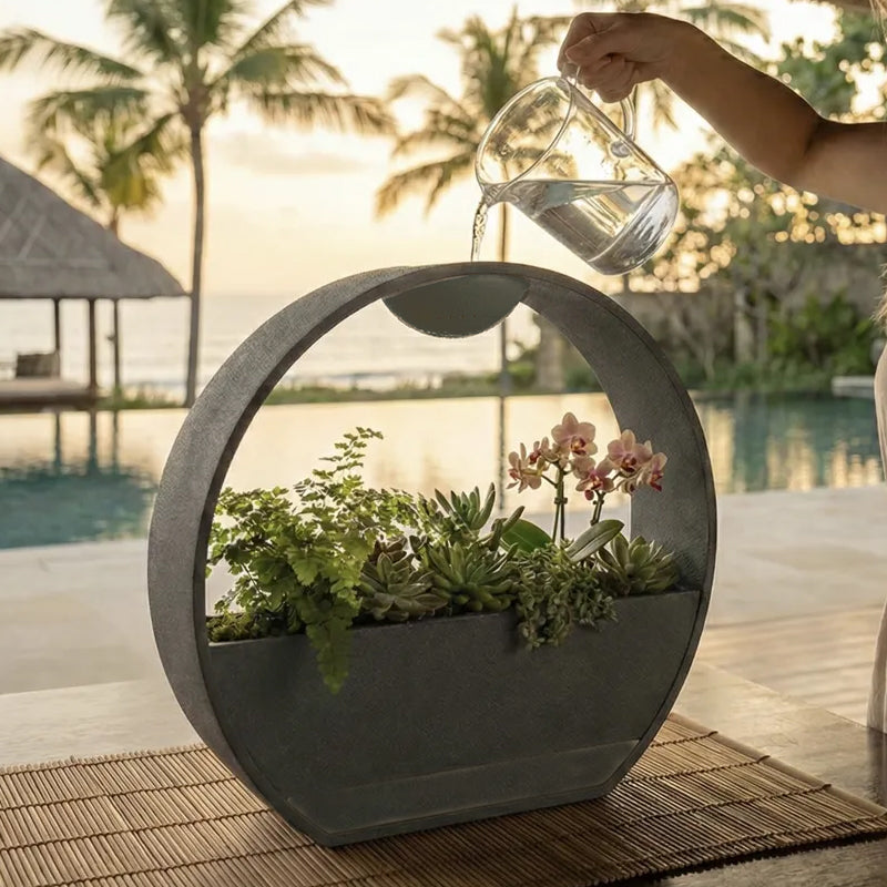 3D-printed stone-textured self-watering flower pot - Image 2