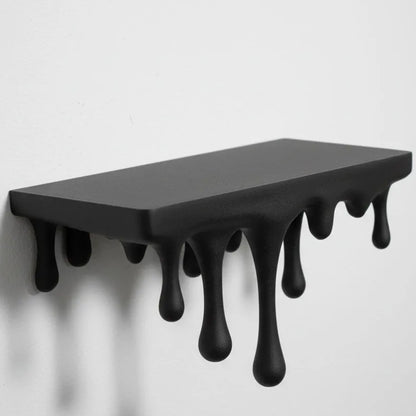 3D Printed Melting Wall Shelf – Drip-Style Modern Storage Rack, Black - Image 2