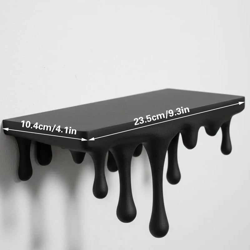 3D Printed Melting Wall Shelf – Drip-Style Modern Storage Rack, Black - Image 3