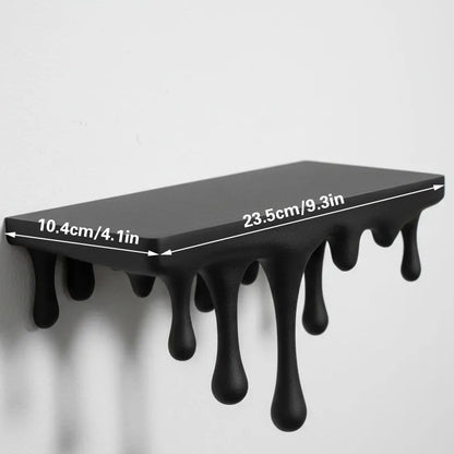 3D Printed Melting Wall Shelf – Drip-Style Modern Storage Rack, Black - Image 3