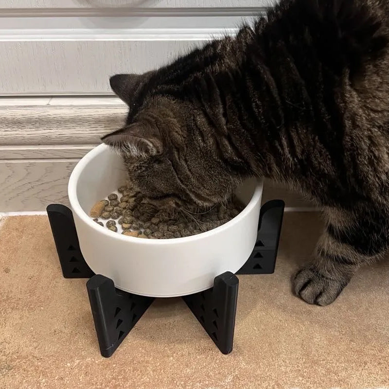 Elevator Pet Bowl, Neck Support Food Bowl, Easy to Clean (Elevator Cat Bowl), Black and White - Image 2