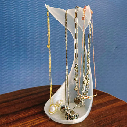 3D printed fishtail jewelry stand, single piece, white silk. - Image 2