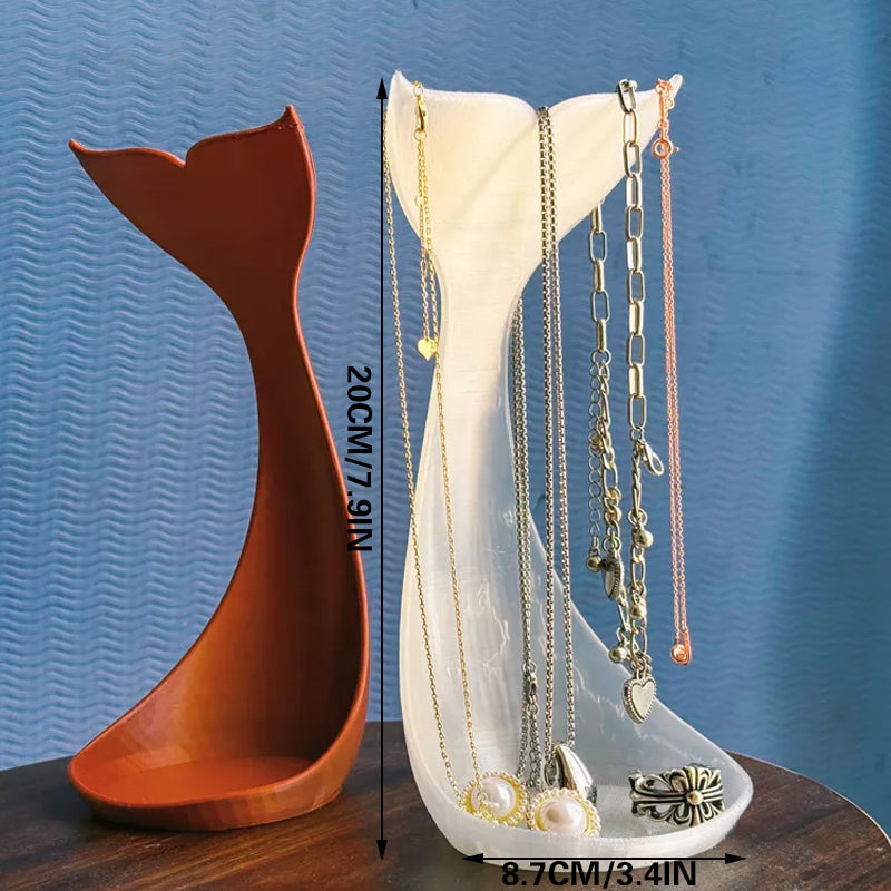 3D printed fishtail jewelry stand, single piece, white silk. - Image 4