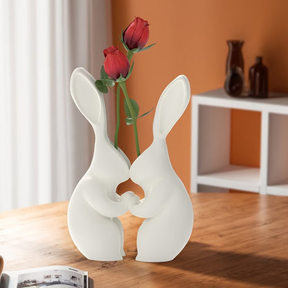 3D printed Easter bunny vase, ceramic-look plastic vase. White. - Image 2