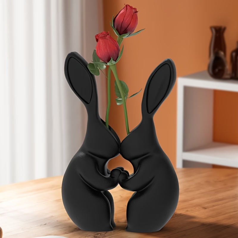 3D printed Easter bunny vase, ceramic-look plastic vase.black. - Image 2