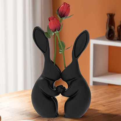 3D printed Easter bunny vase, ceramic-look plastic vase.black. - Image 2