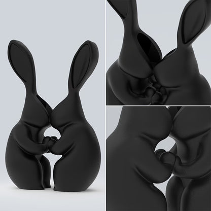 3D printed Easter bunny vase, ceramic-look plastic vase.black. - Image 3