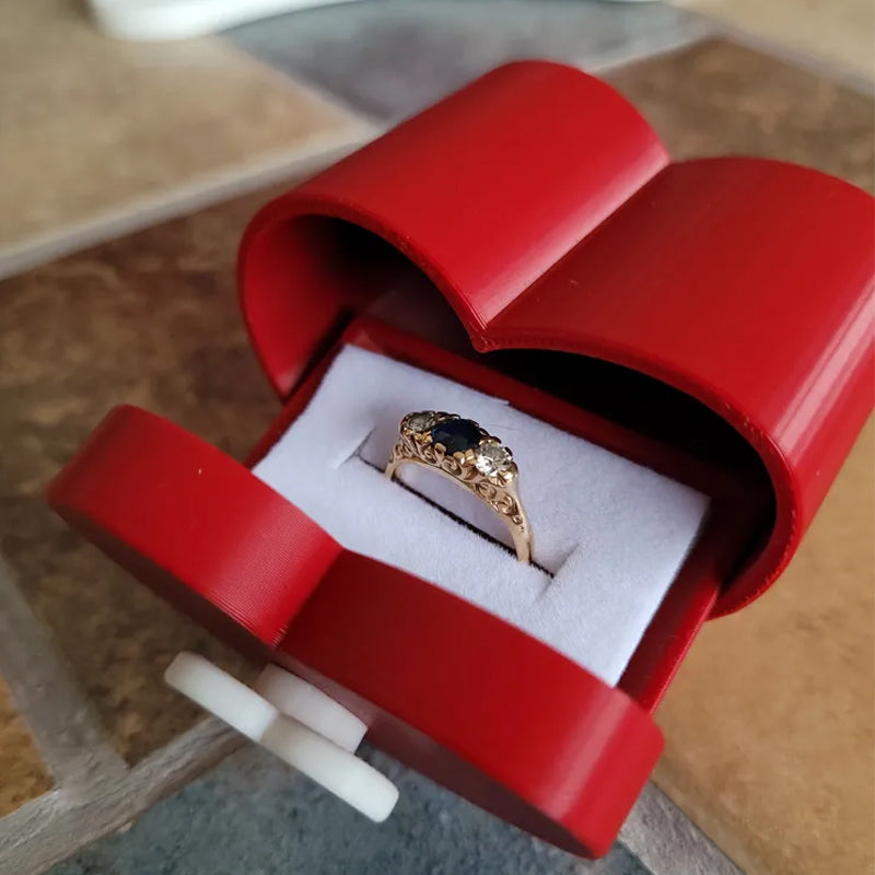 Mini Size Cute Heart-Shaped Jewelry Box (Single Drawer) Red and White - Image 2