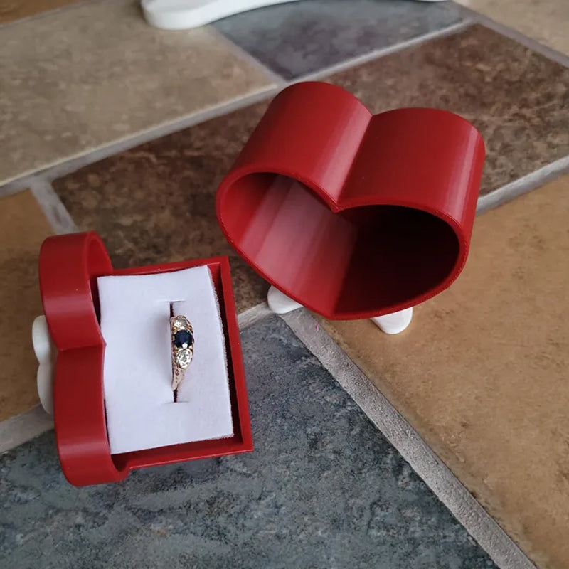 Mini Size Cute Heart-Shaped Jewelry Box (Single Drawer) Red and White - Image 3