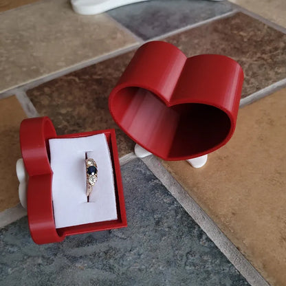 Mini Size Cute Heart-Shaped Jewelry Box (Single Drawer) Red and White - Image 3