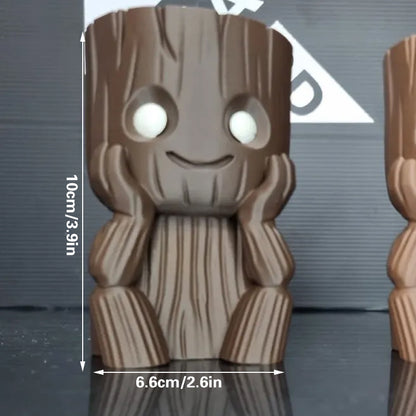 3D Printed Mini Succulent-Friendly Flower Pots, Brown - Image 3