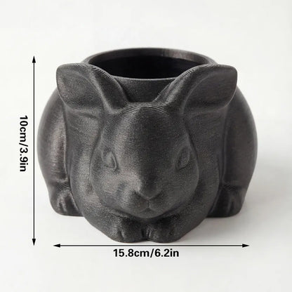 3D printed animal flower pots suitable for home and garden. Gray rabbit single piece. - Image 2