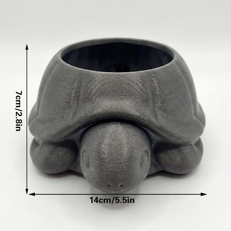 3D printed animal flower pots suitable for home and garden. Gray turtle single piece. - Image 2