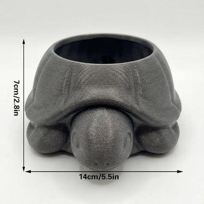 3D printed animal flower pots suitable for home and garden. Gray turtle single piece. - Image 2