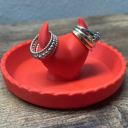 3D-printed devil Valentine's Day ring dish – add a touch of mischief to your Valentine's Day! Red - Image 3