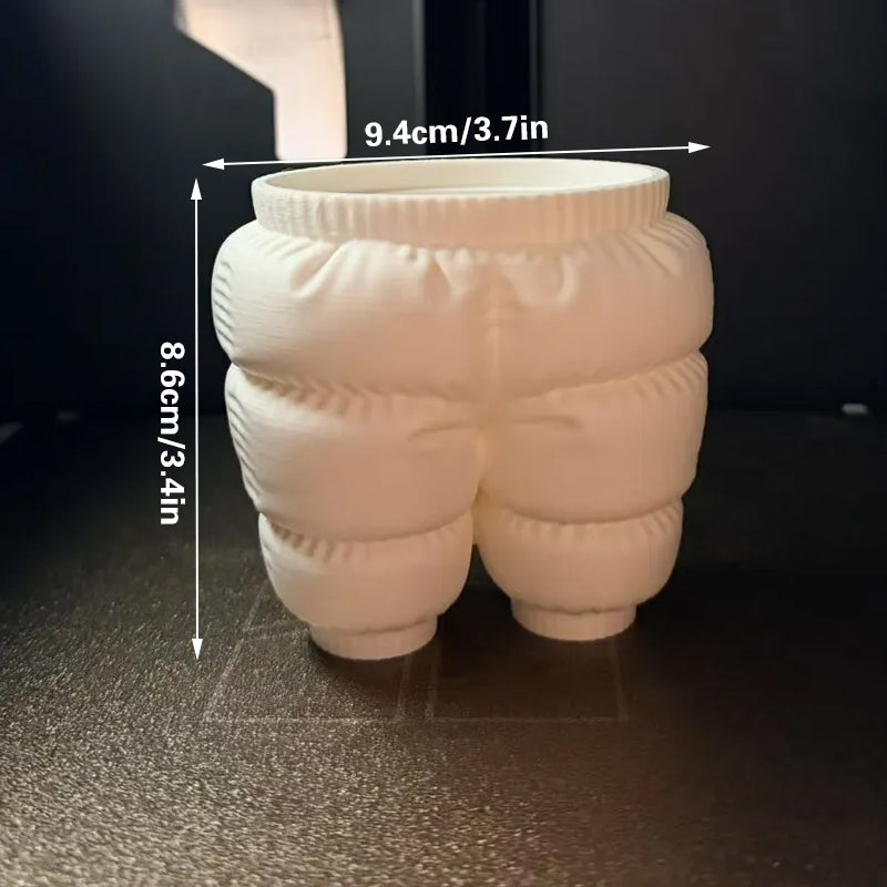 A unique 3D printed down-filled pants pen holder desktop organizer, white. - Image 3