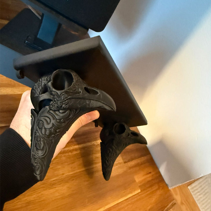 3D-printed crow skull wall mount adds a touch of mystery to your home. (Black) - Image 3