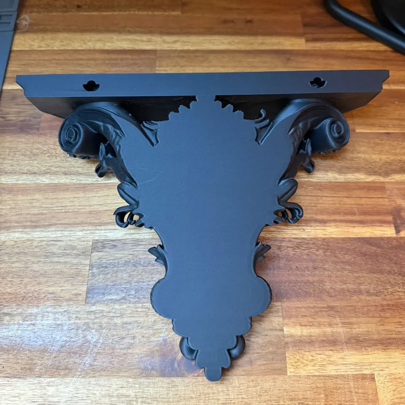3D-printed Gothic wall shelf brackets add a touch of classic Gothic elegance to your interior. Black - Image 2