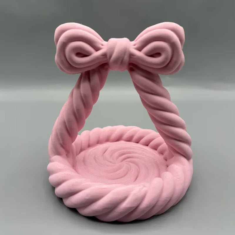 3D Printed Charming Bow Jewelry Tray - Twisted Hemp Rope Storage Tray, White - Image 3