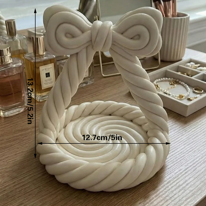 3D Printed Charming Bow Jewelry Tray - Twisted Hemp Rope Storage Tray, 
pink - Image 4