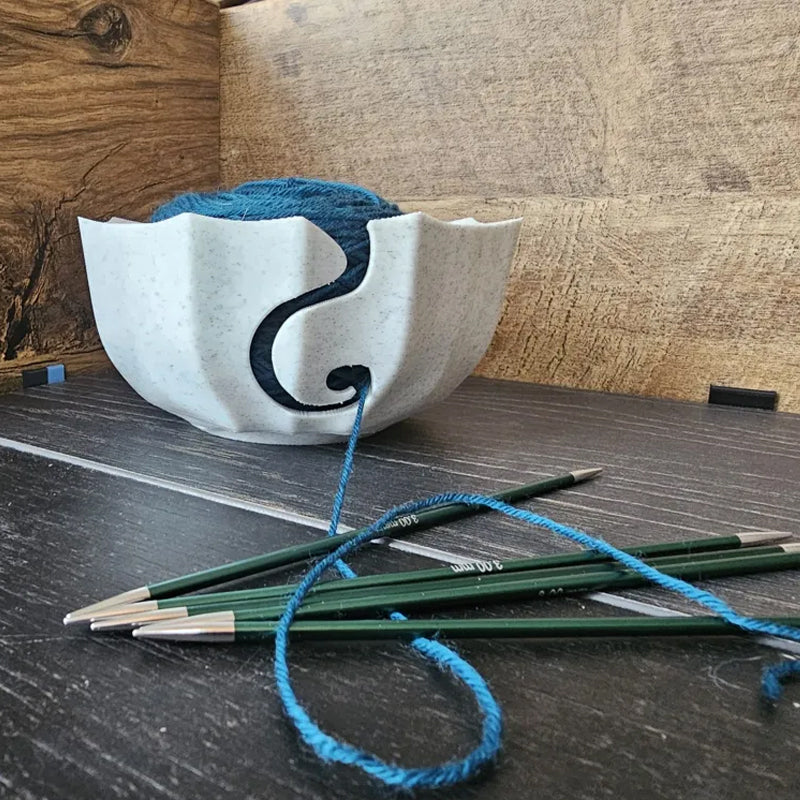 A 3D-printed yarn bowl to accompany your knitting and crochet time. White. - Image 2
