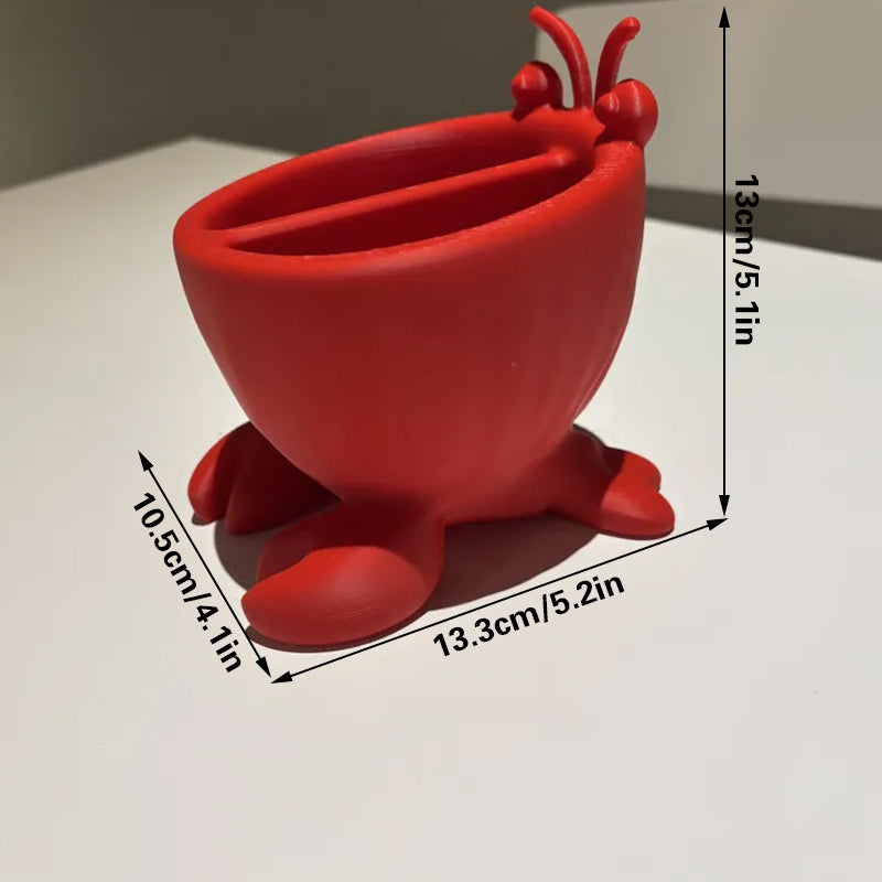 3D-printed crab-shaped toiletries storage box, red. - Image 3