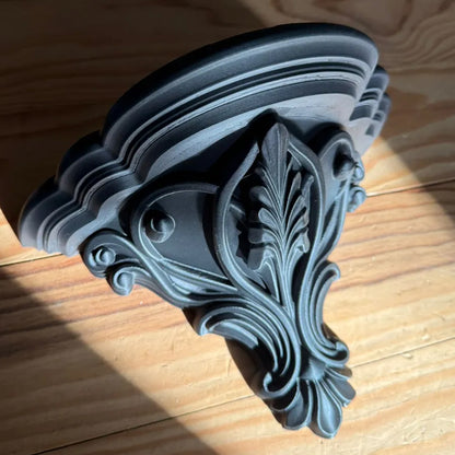 3D Printed Art Nouveau Corner Shelf - Decorative Stand, Black - Image 2