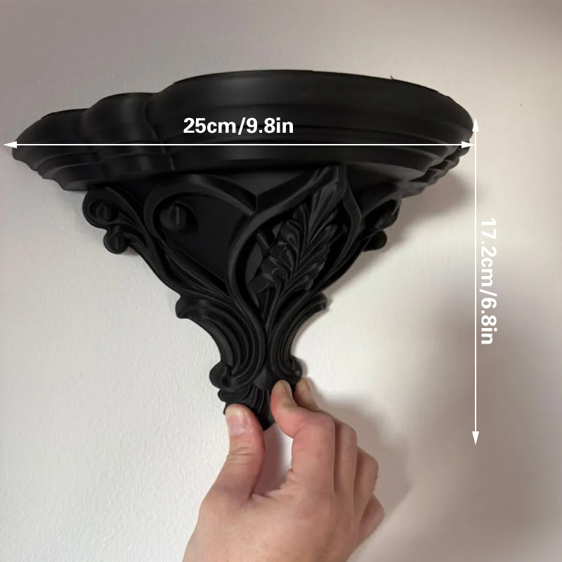 3D Printed Art Nouveau Corner Shelf - Decorative Stand, Black - Image 4