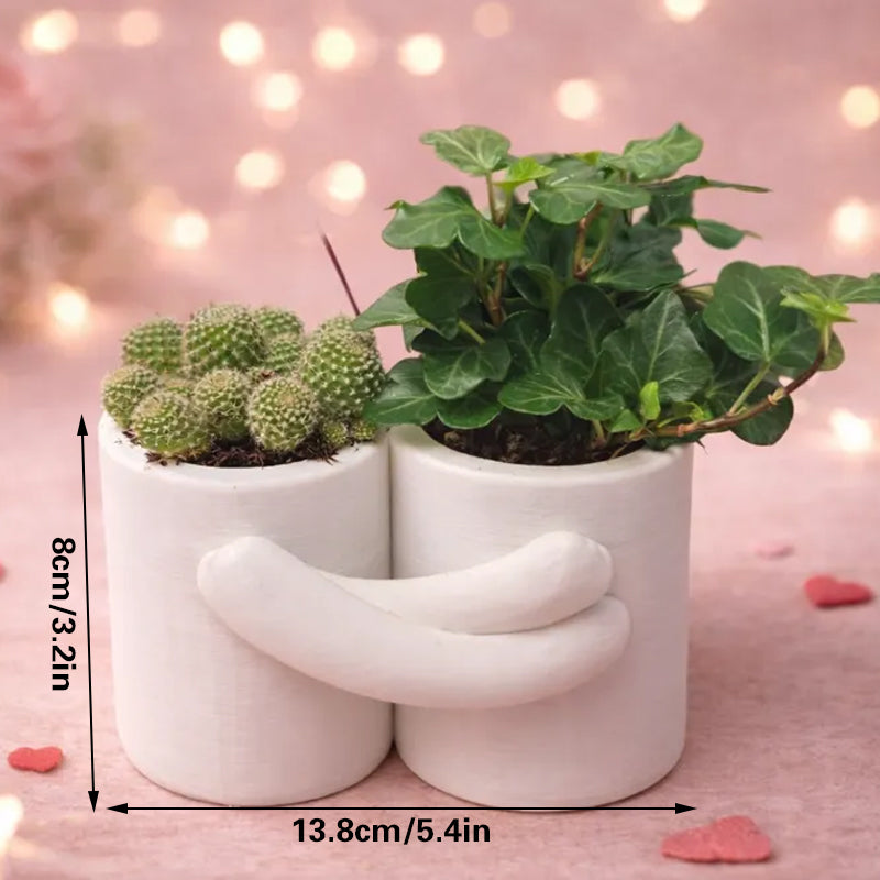 3D Printed Hug Flower Pot – Small Item, Big Heart (White) - Image 3