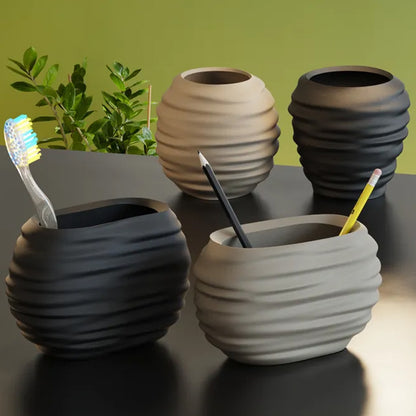3D Printed Modern Pen Holder and Brush Cup - 
marble color - Image 2