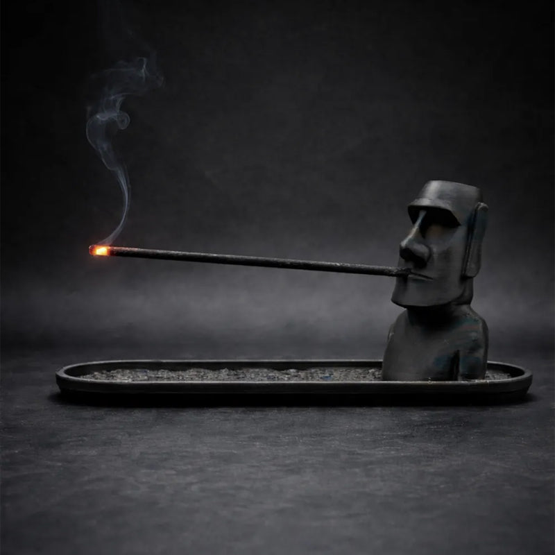 3D Printed Moai Incense Holder – Easter Island Statue, Black - Image 2