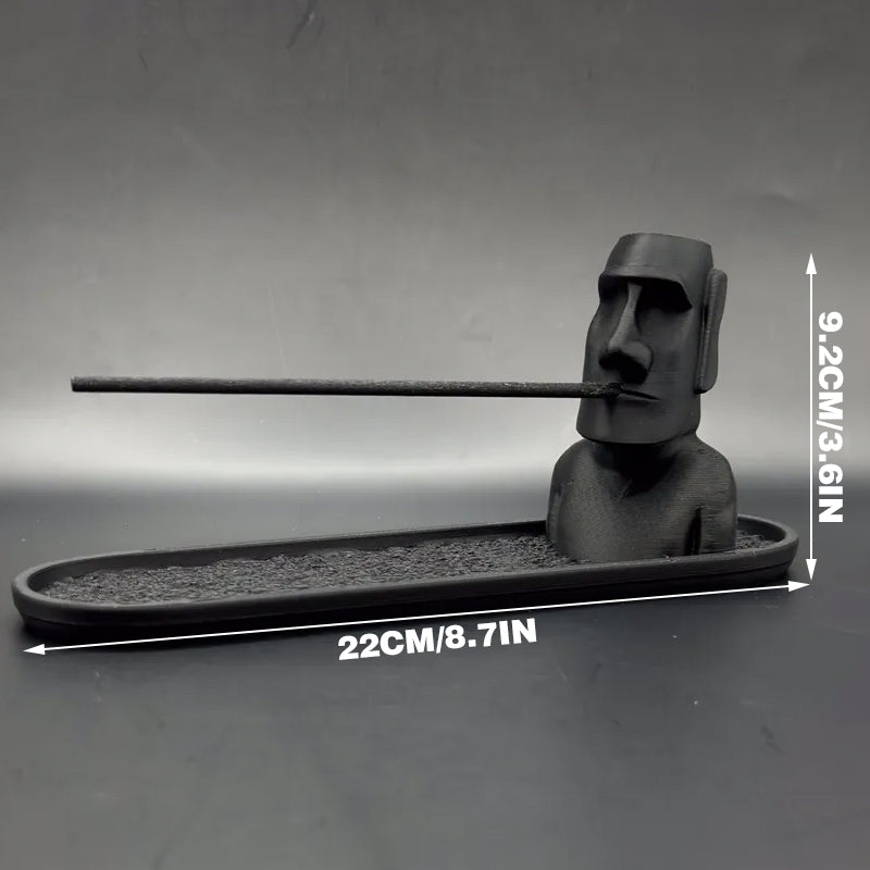 3D Printed Moai Incense Holder – Easter Island Statue, Black - Image 3