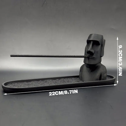3D Printed Moai Incense Holder – Easter Island Statue, Black - Image 3