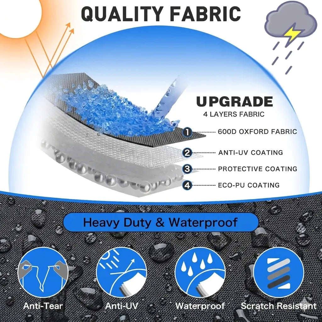 Trailerable Boat Cover – 600DHeavy Duty Waterproof Tarp with Storage Bag, Designed for V-Hull, Fish & Ski, Runabout, Bass & Fishing Boats,11-13FTSilver - Image 2